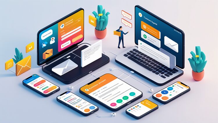 3D visualization of multiple customer support channels for language learning platforms